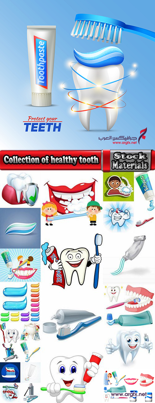 Collection of healthy tooth toothpaste oral hygiene