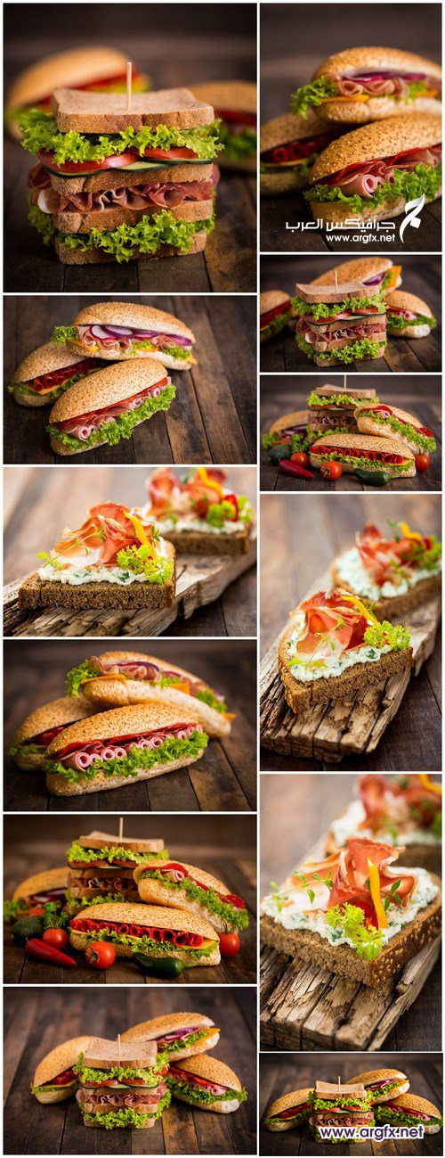Tasty sandwiches on a wooden table - 20xUHQ JPEG
