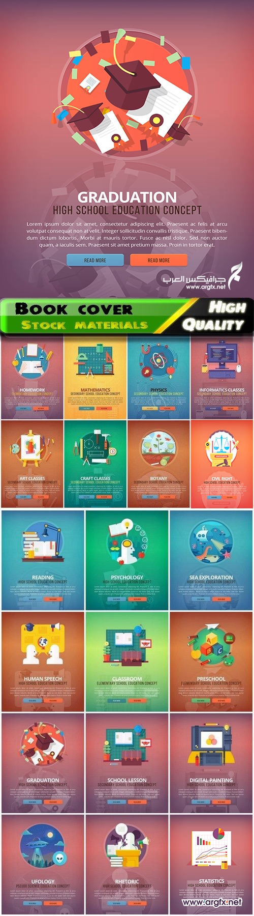  Educational book cover flat design with interesting themes 2 20 Eps