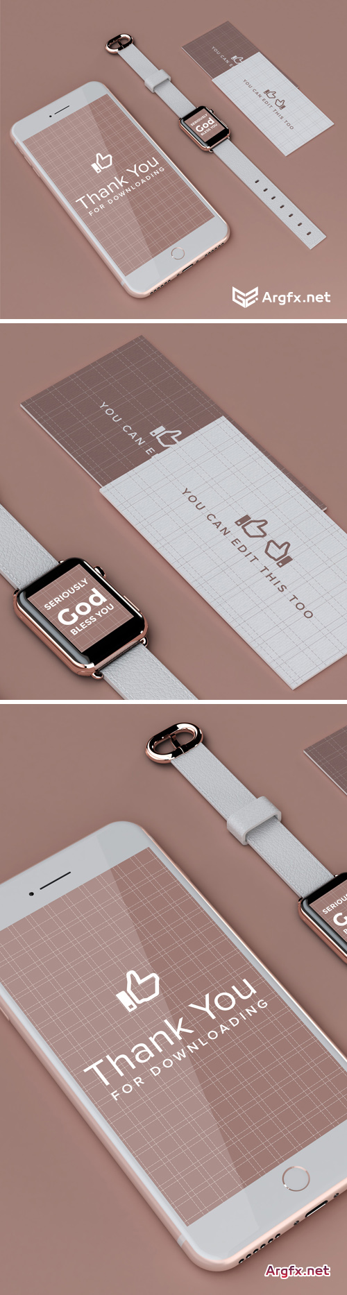 IPhone, Watch And Business Card Mockup