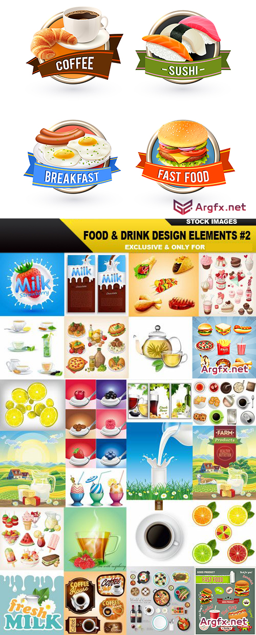  Food & Drink Design Elements #2, 25xEPS