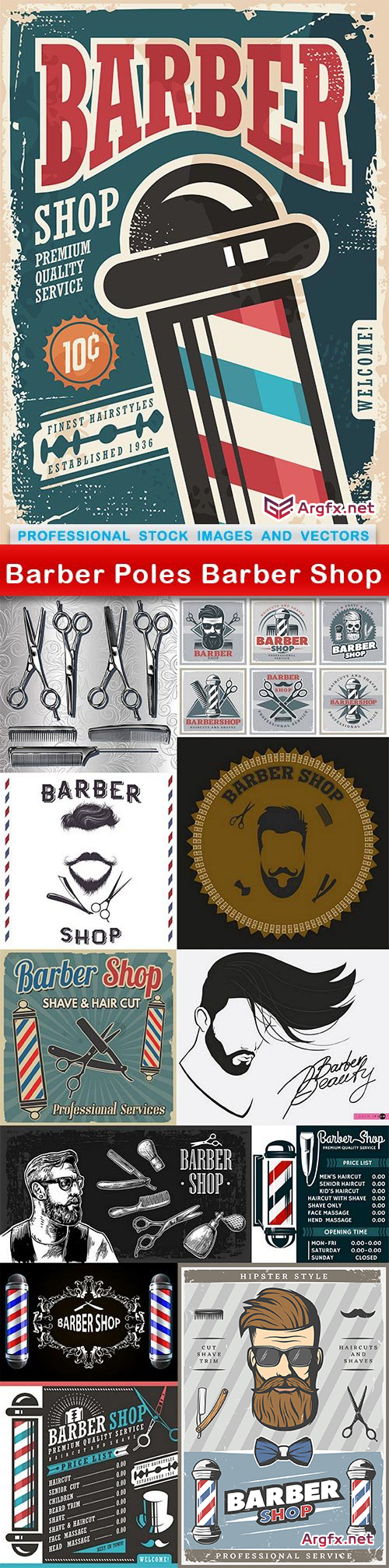  Barber Poles Barber Shop - 12 EPS