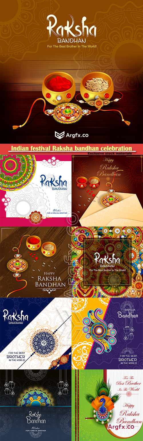  Indian festival Raksha bandhan celebration vector illustration