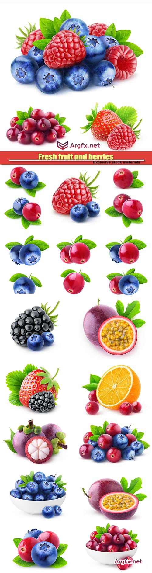 Fresh fruit and berries, blueberries and raspberries