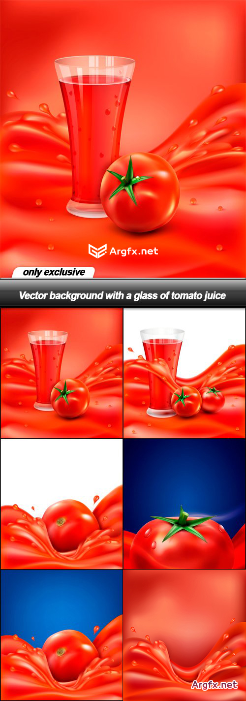  Vector background with a glass of tomato juice - 6 EPS