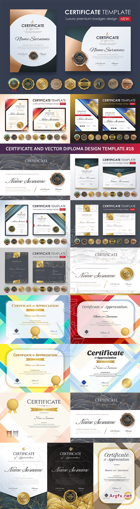 Certificate and vector diploma design template #18