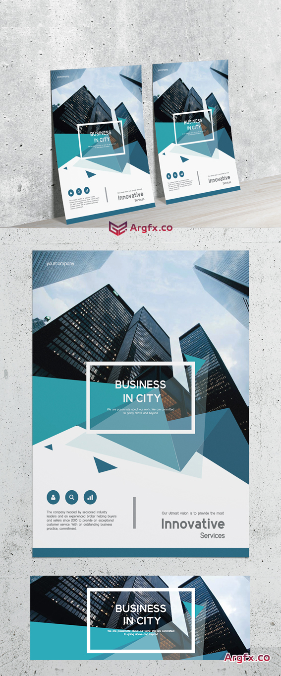 Business in city V2 Flyer PSD Template + Facebook Cover