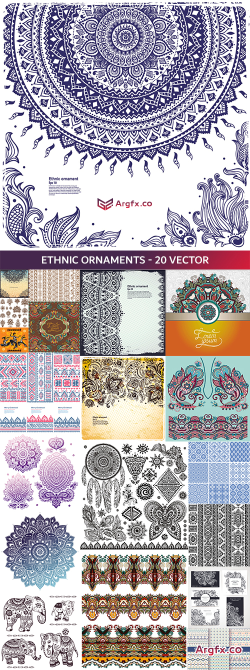  Ethnic Ornaments - 20 Vector
