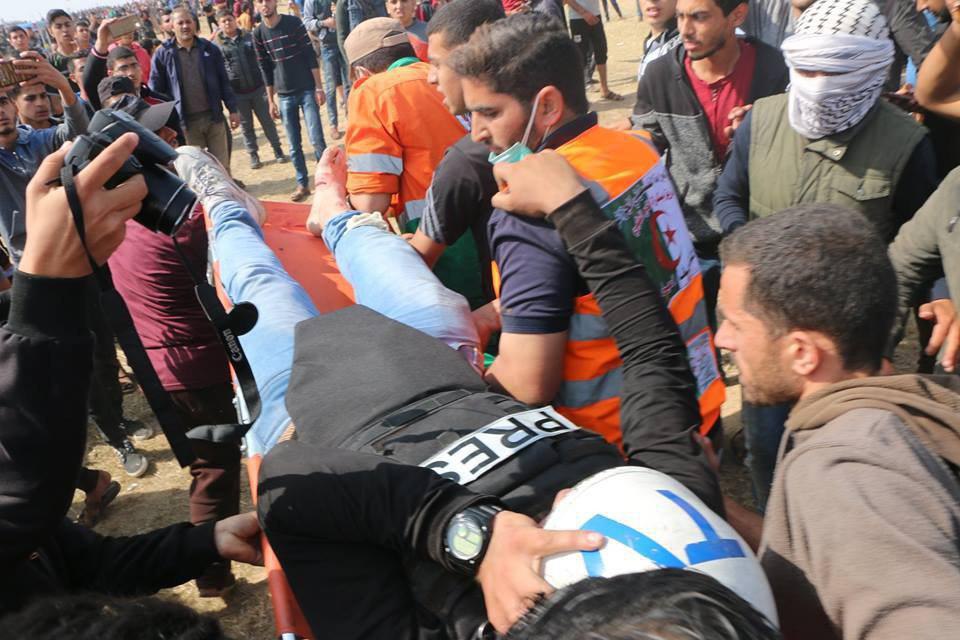 انتهاكات الاحتلال - اصابة صحفي بغزة