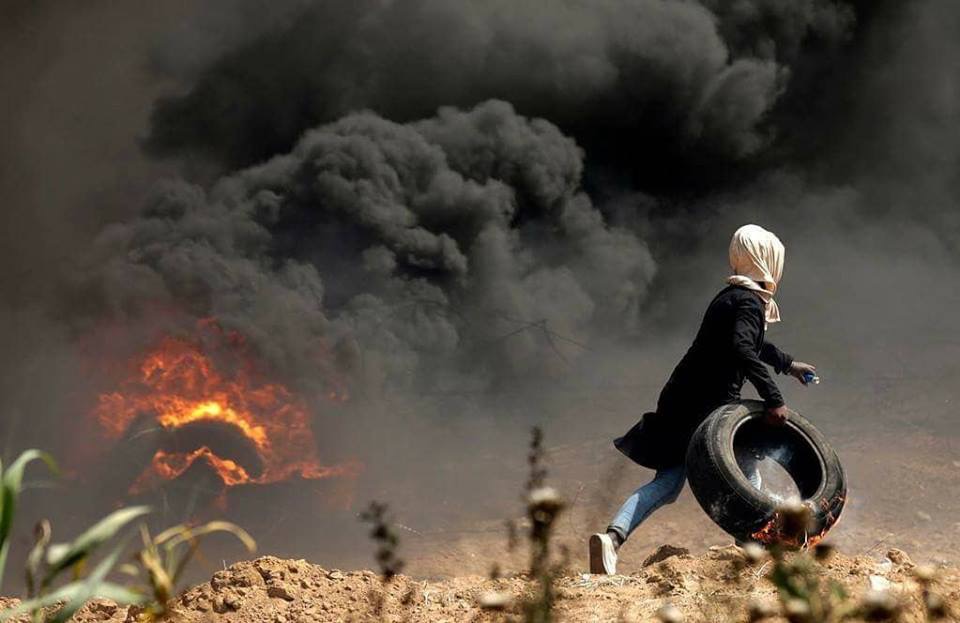 لقطة من الاحداث على حدود غزة